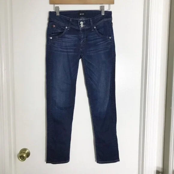 HUDSON Womens Blue Double Button Closure Collin Skinny Crop Jeans Size 26 - Picture 3 of 11